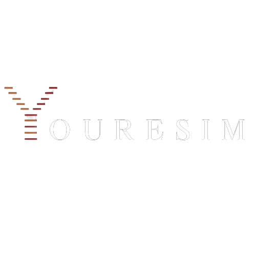The word "YOURESIM" with the "Y" having orange and red stripes as an transparent logo of an esim shop for travelers who need roaming 