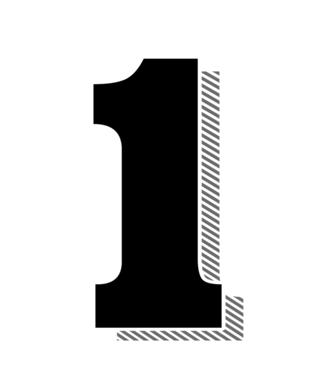 a black number "1" with small shadows on left side as help for an esim tutorial