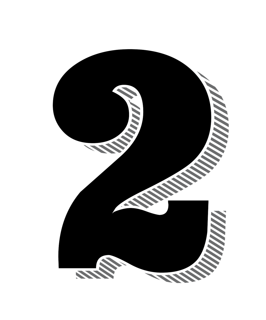a black number "2" with small shadows on left side as help for esim tutorial